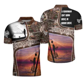 A Great Fisherman Isn't Born Great Print Polo Shirt, The Rodfather Polo Shirt, Best Fishing Shirt For Men