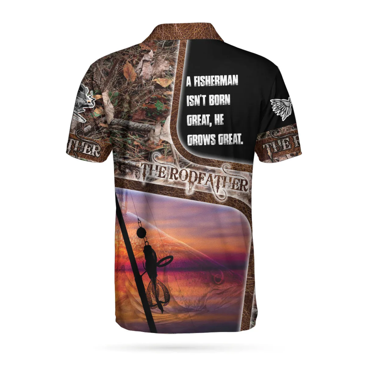 A Great Fisherman Isn't Born Great Print Polo Shirt, The Rodfather Polo Shirt, Best Fishing Shirt For Men