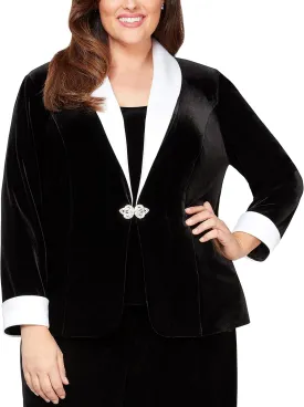 Alex Evenings Women's Plus Size Velvet Twinset Jacket and Tank Top
