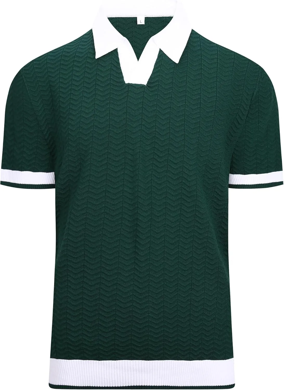 Alex Vando Mens Knit Polo Shirts Casual Short Sleeve Johnny Collar Golf Shirts
