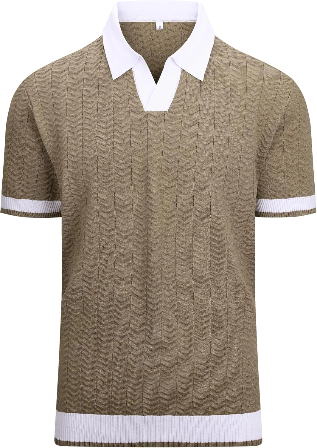 Alex Vando Mens Knit Polo Shirts Casual Short Sleeve Johnny Collar Golf Shirts