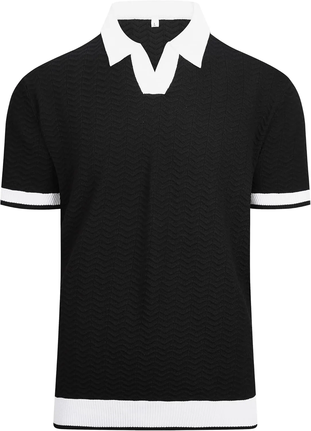 Alex Vando Mens Knit Polo Shirts Casual Short Sleeve Johnny Collar Golf Shirts