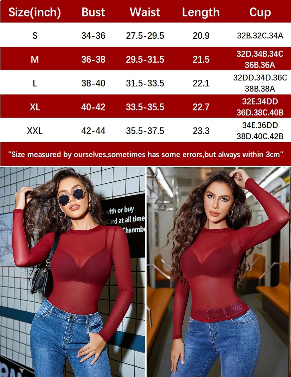 Avidlove Mesh Top for Women Long Sleeve Round Neck Tee Shirt See Through Sheer Blouse Back Hollow Drawstring Slim Fit Shirt