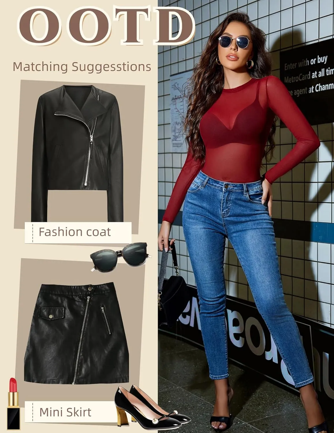 Avidlove Mesh Top for Women Long Sleeve Round Neck Tee Shirt See Through Sheer Blouse Back Hollow Drawstring Slim Fit Shirt
