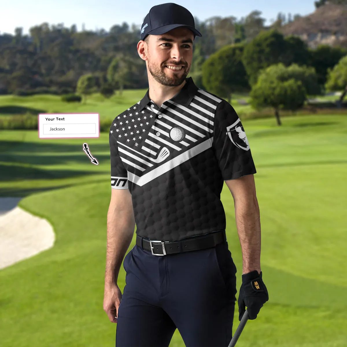 Back Nines Matter Custom Polo Shirt, Black Theme American Flag Polo Shirt, Best Personalized Golf Shirt For Men