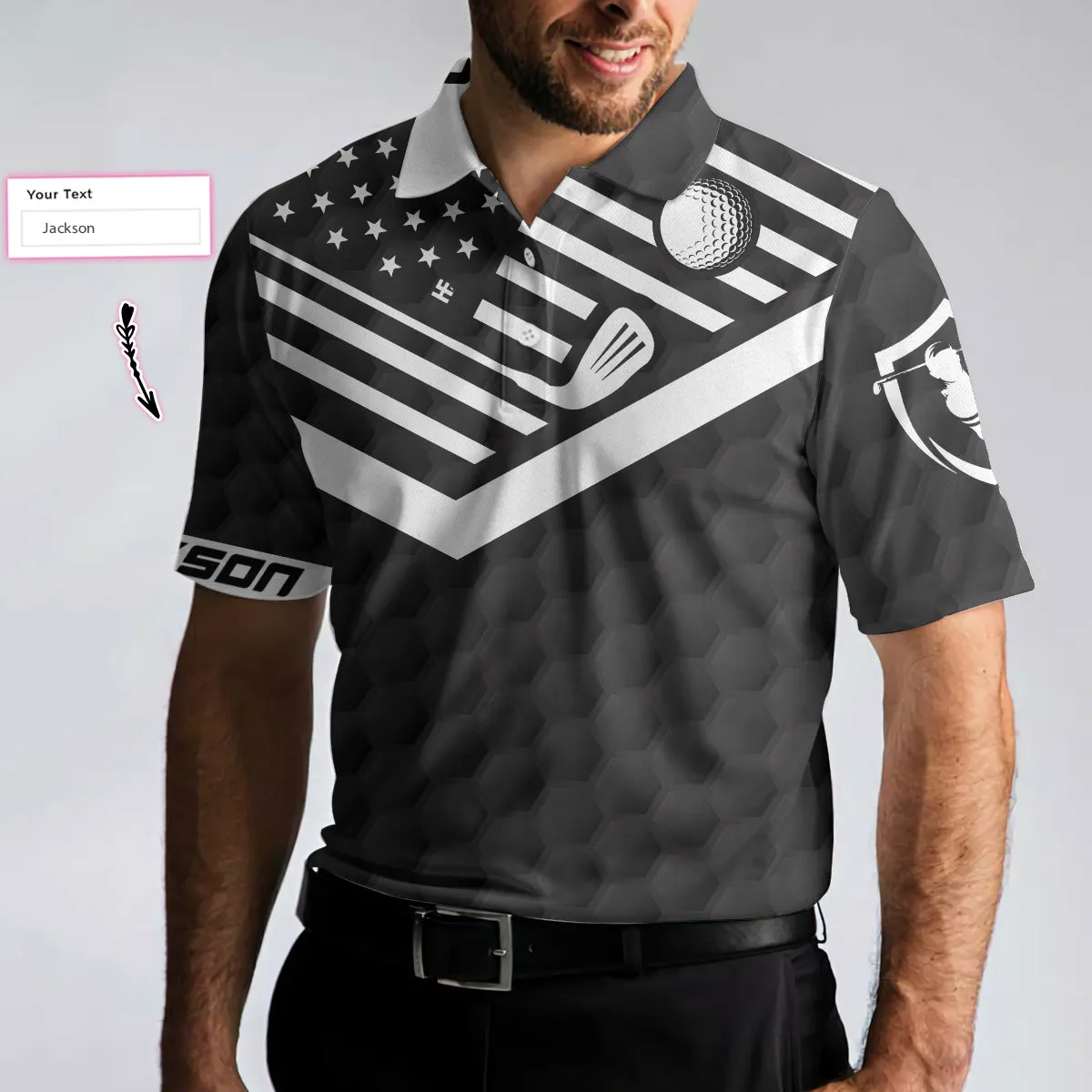 Back Nines Matter Custom Polo Shirt, Black Theme American Flag Polo Shirt, Best Personalized Golf Shirt For Men