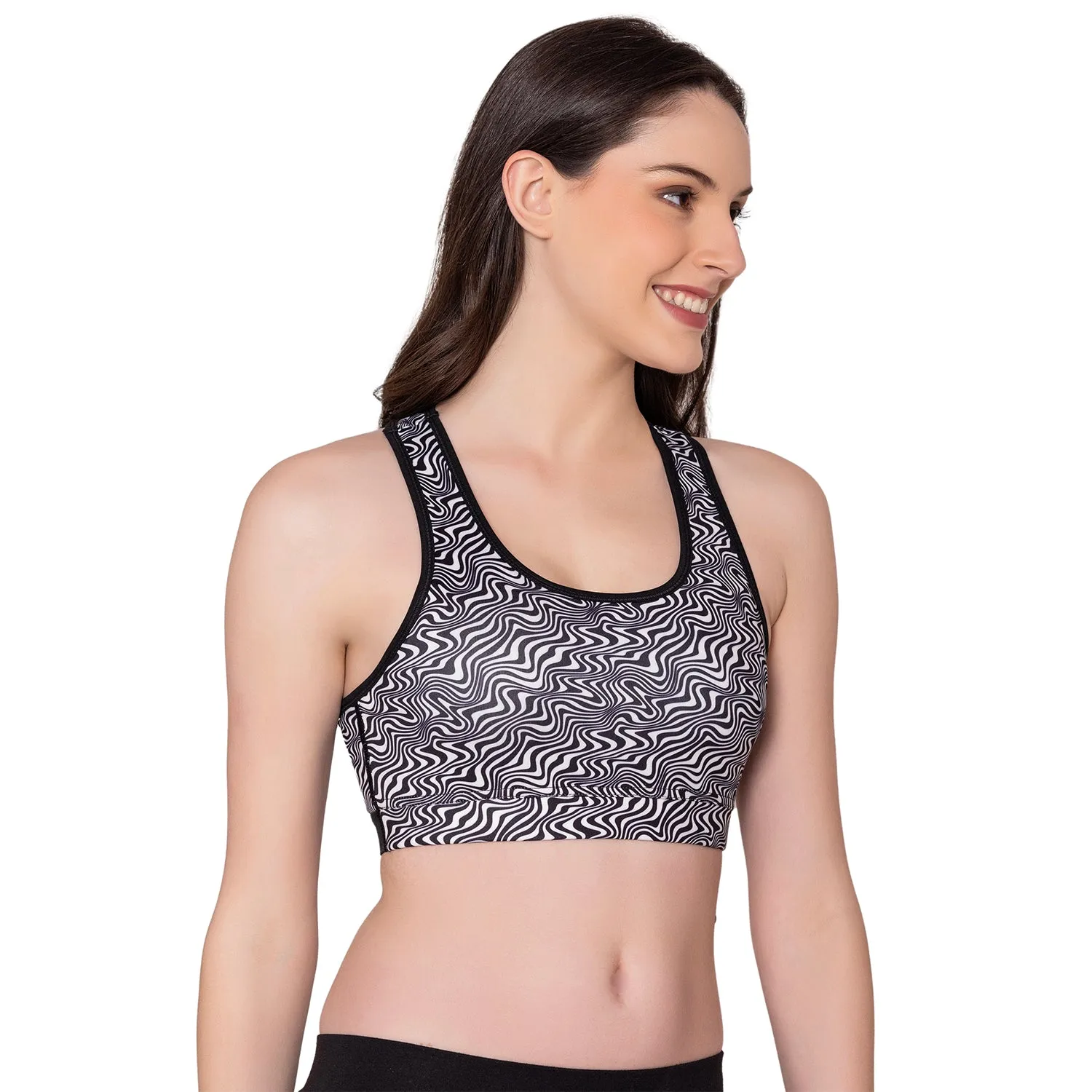Black & White Wirefree Padded Full Coverage Sports Bra