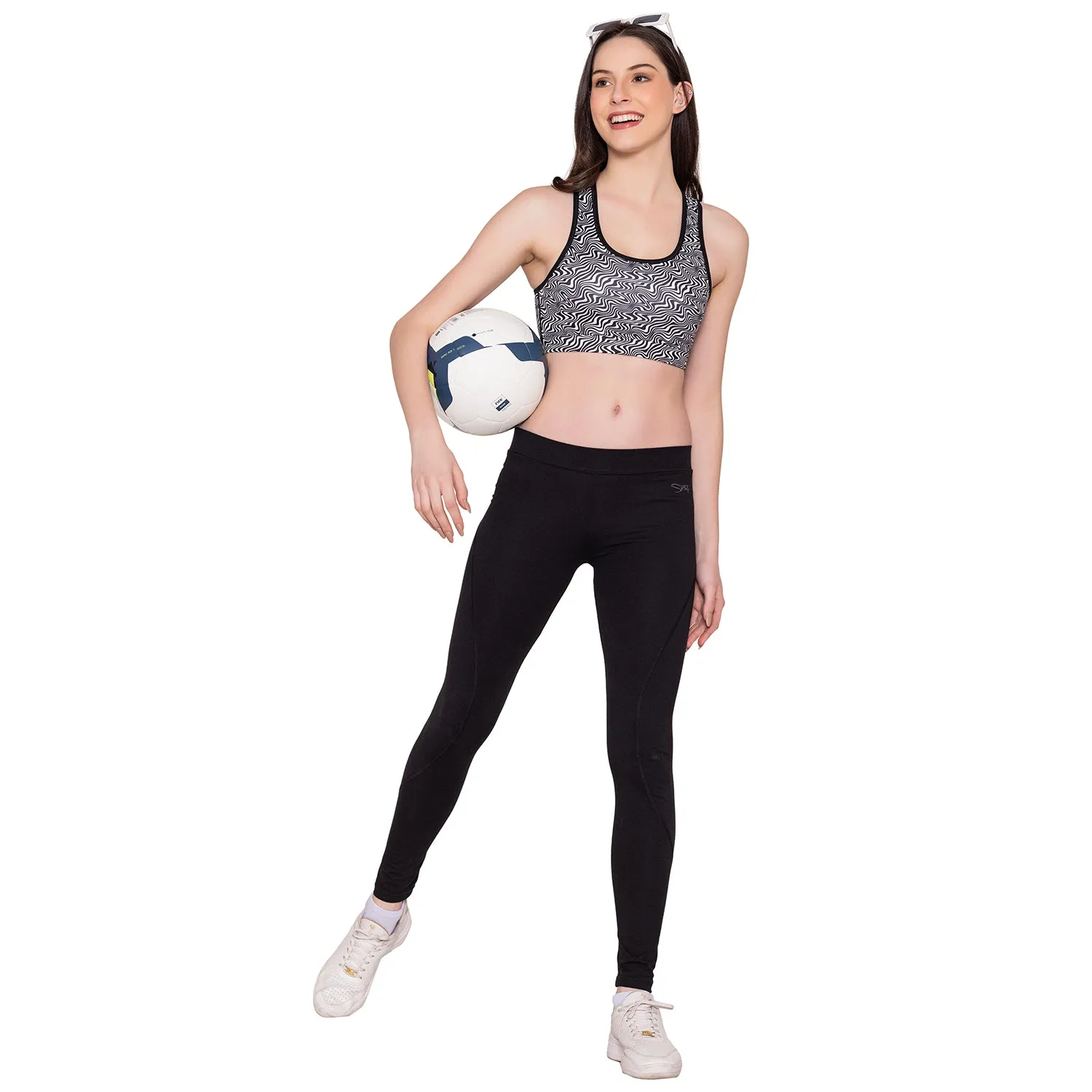 Black & White Wirefree Padded Full Coverage Sports Bra