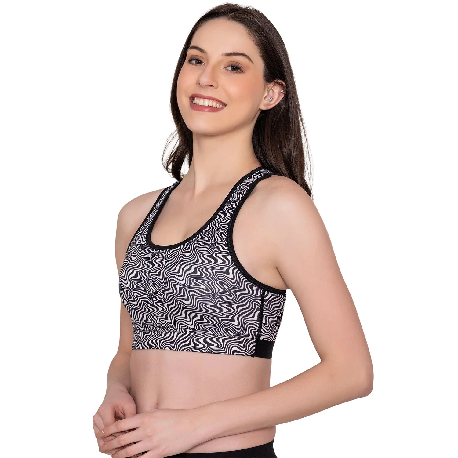 Black & White Wirefree Padded Full Coverage Sports Bra