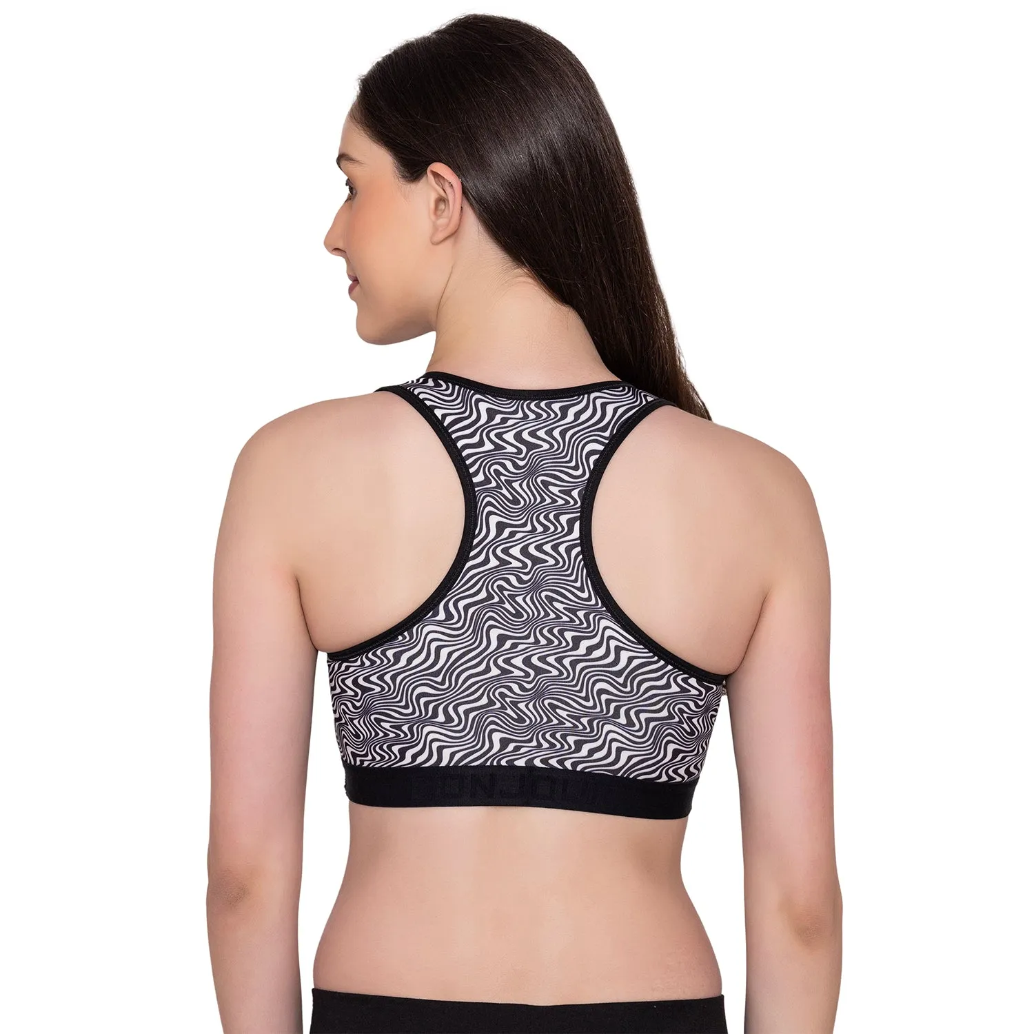 Black & White Wirefree Padded Full Coverage Sports Bra