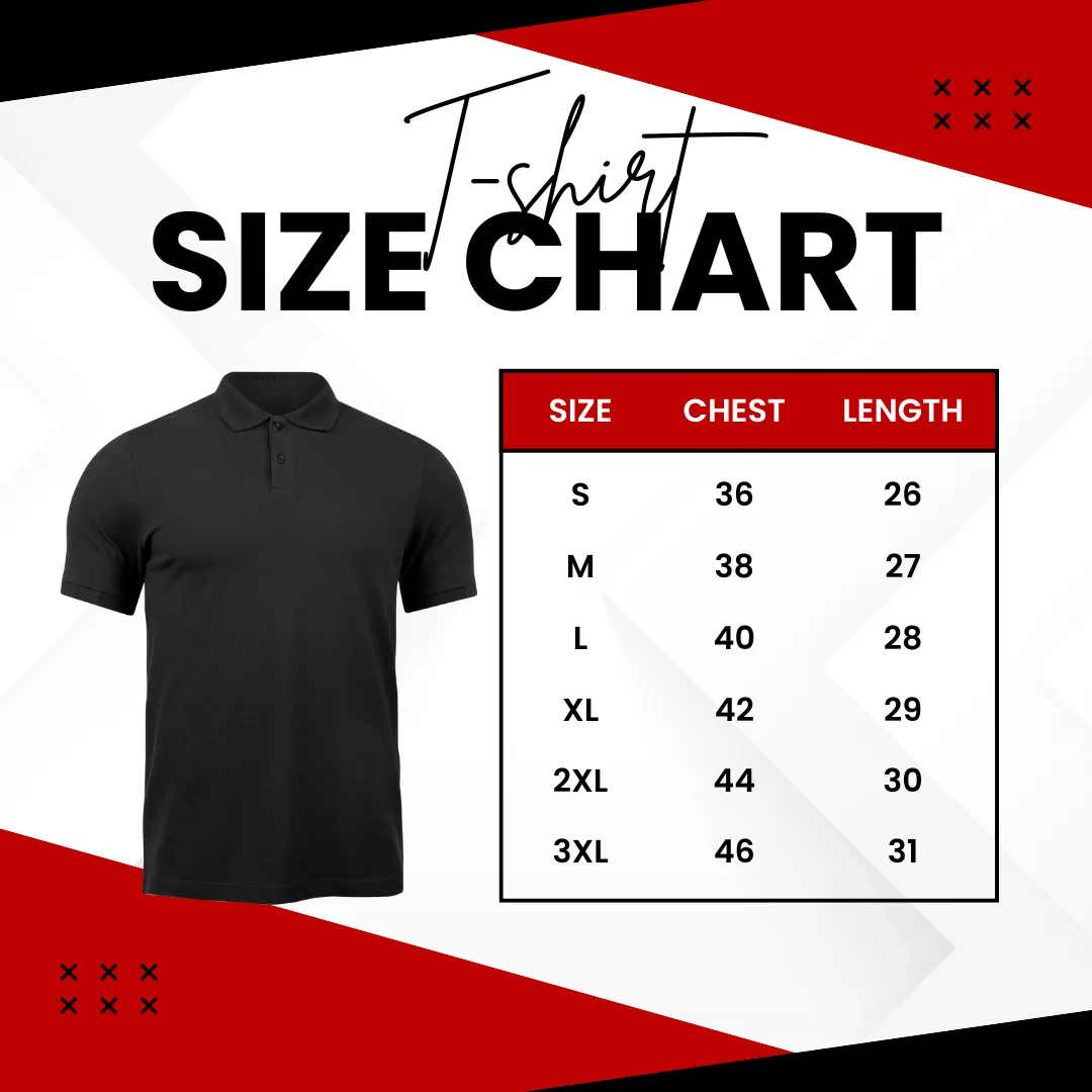 Black, White & Turquoise Blue Polo T-Shirt with Red Stripe