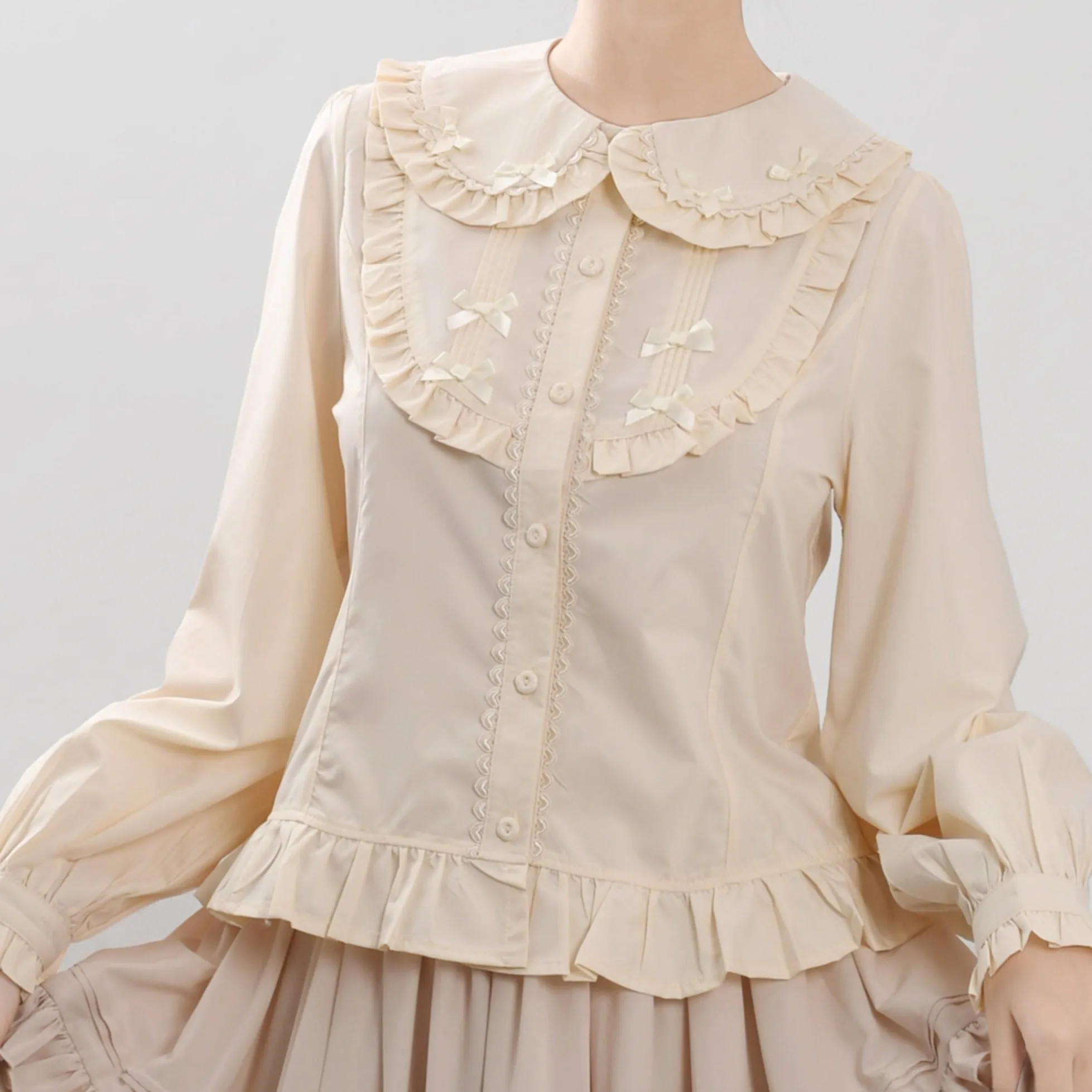 Bow Collar Long Sleeve Blouse