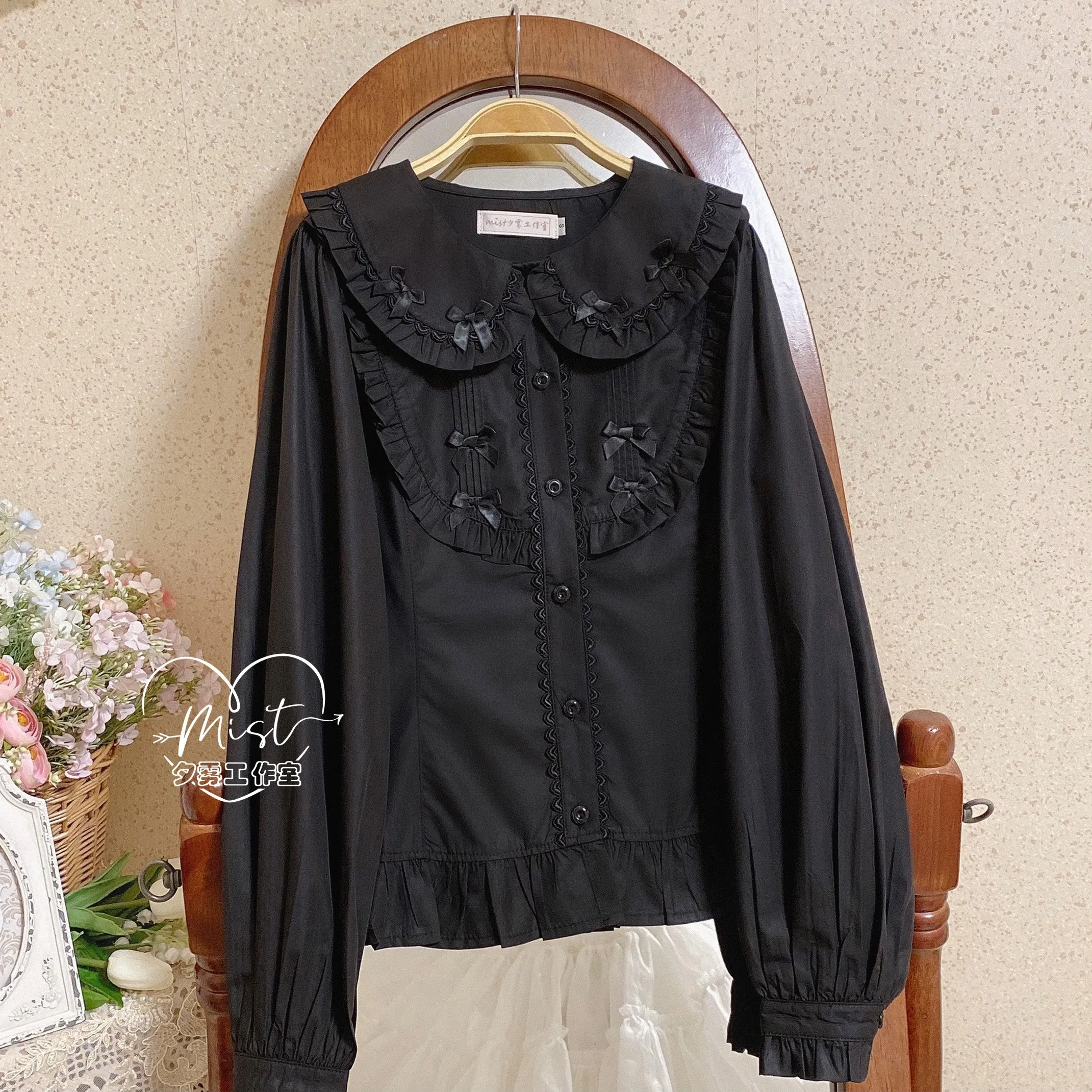 Bow Collar Long Sleeve Blouse