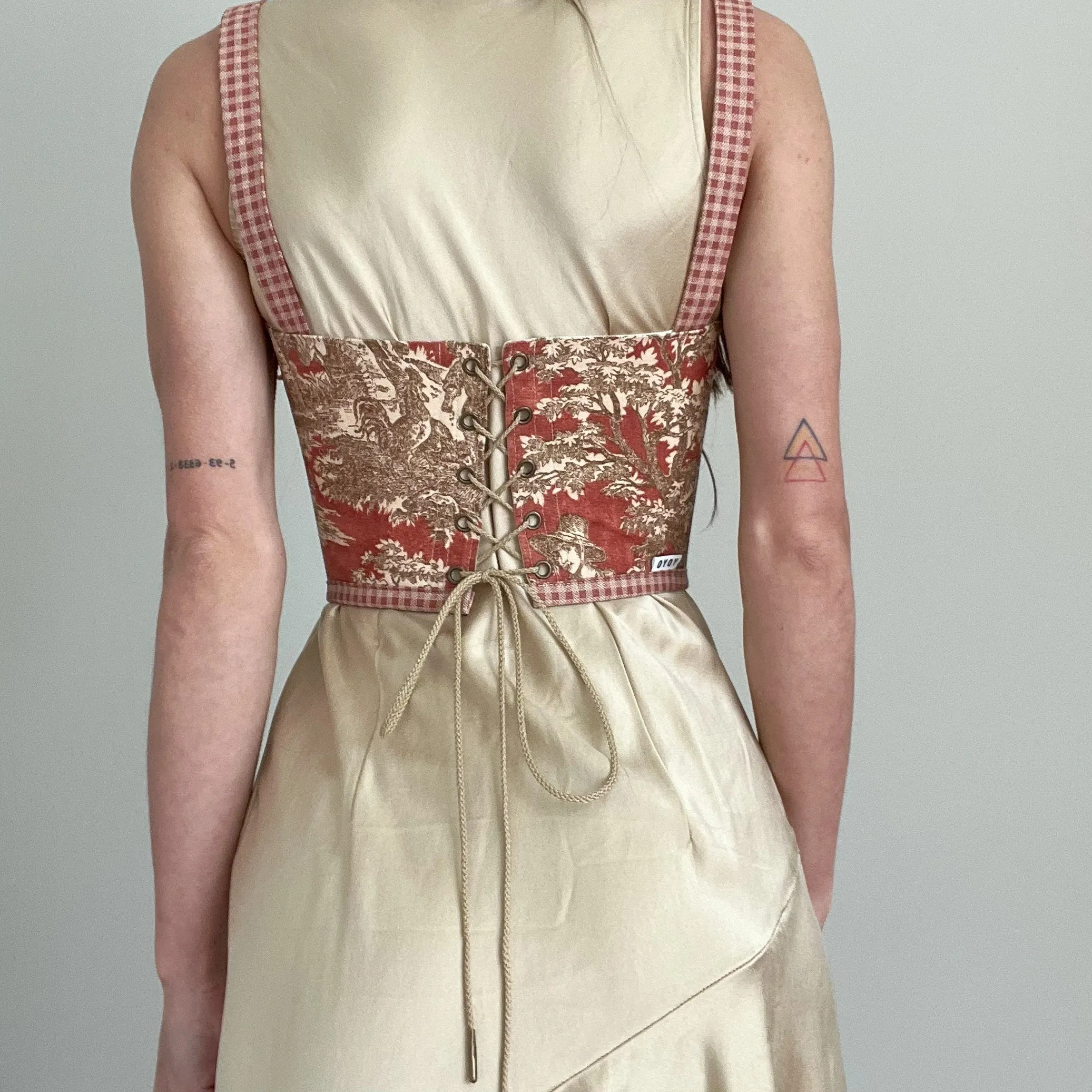 Burnt Orange Toile Under Bust Corset