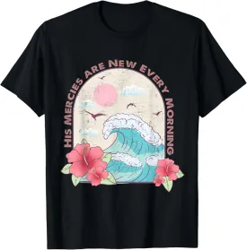 Christian Summer Religious Bible Ocean Wave His Mercy Beach T-Shirt