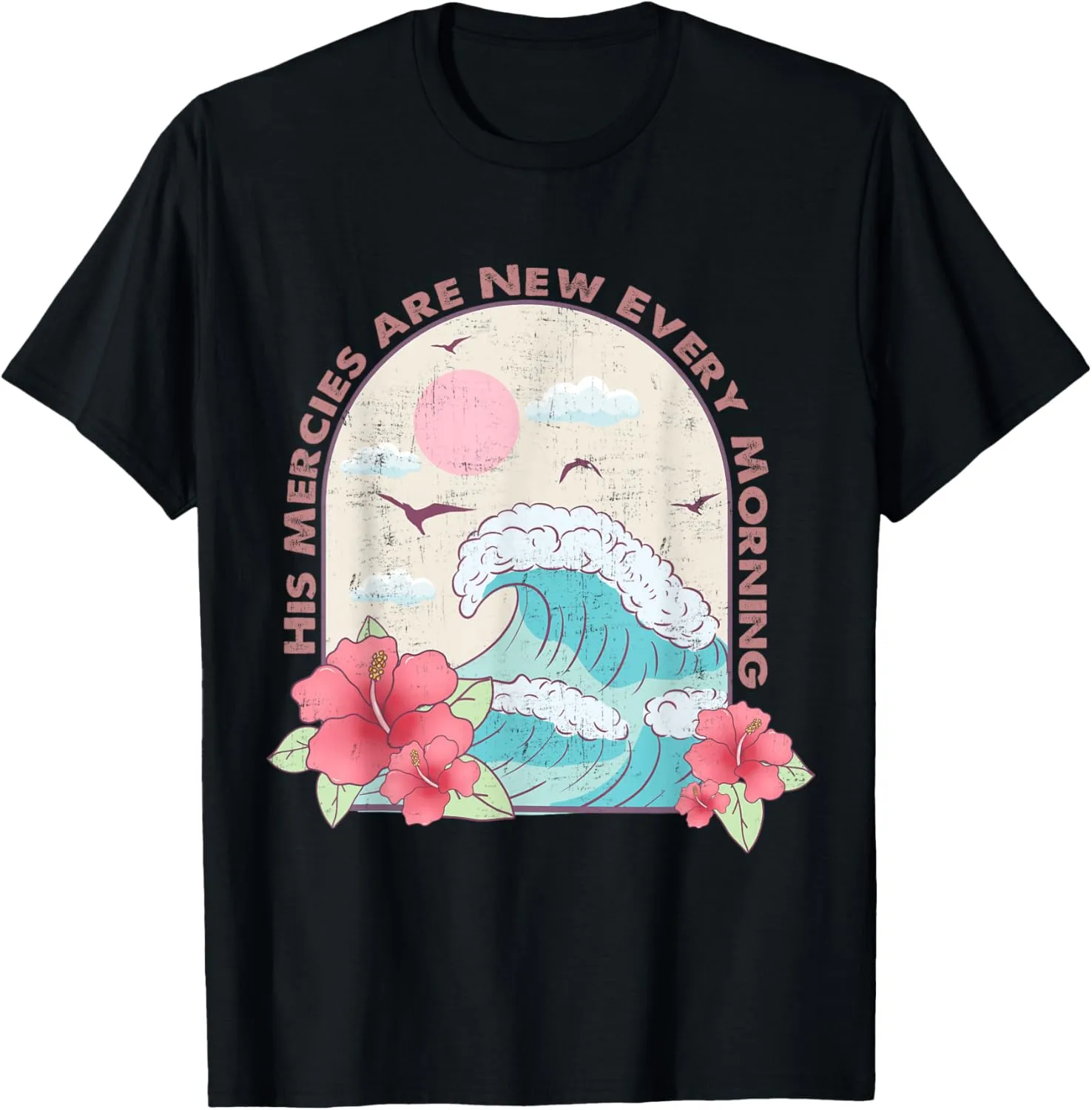 Christian Summer Religious Bible Ocean Wave His Mercy Beach T-Shirt