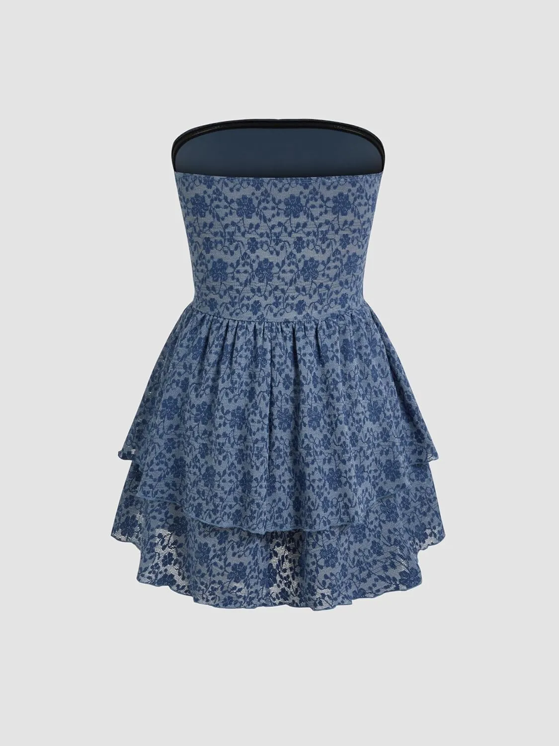 CIDER Women's Summer Cocktail Dress - Tube Ruched Ruffle Mini Dress