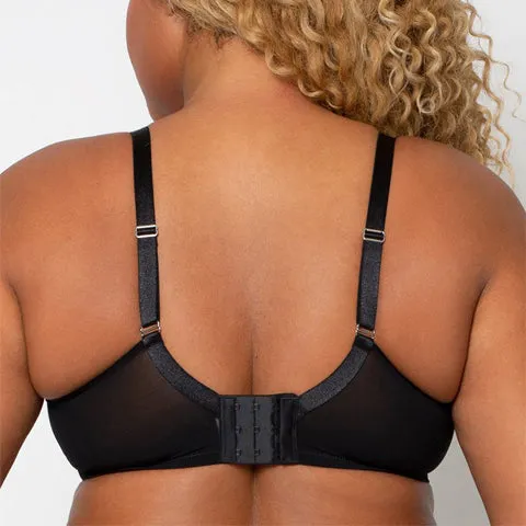 Curvy Couture Sheer Mesh Unlined Bra Black