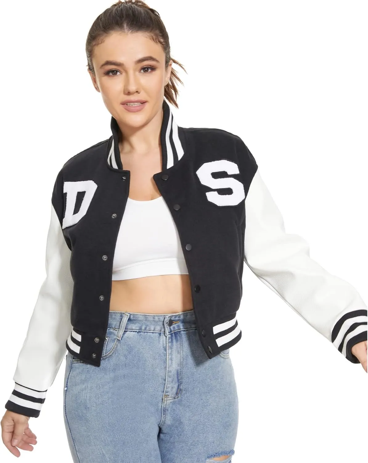 DARKSHE Women's Faux Leather PU Jacket, Graffiti Studded Rivet Punk Biker Moto Fashion Coat with Long Sleeve