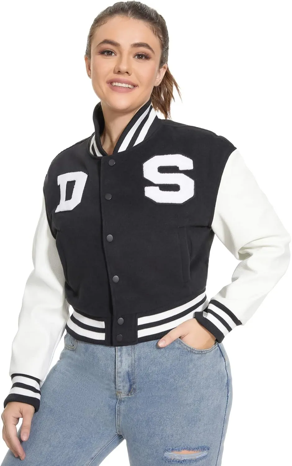 DARKSHE Women's Faux Leather PU Jacket, Graffiti Studded Rivet Punk Biker Moto Fashion Coat with Long Sleeve