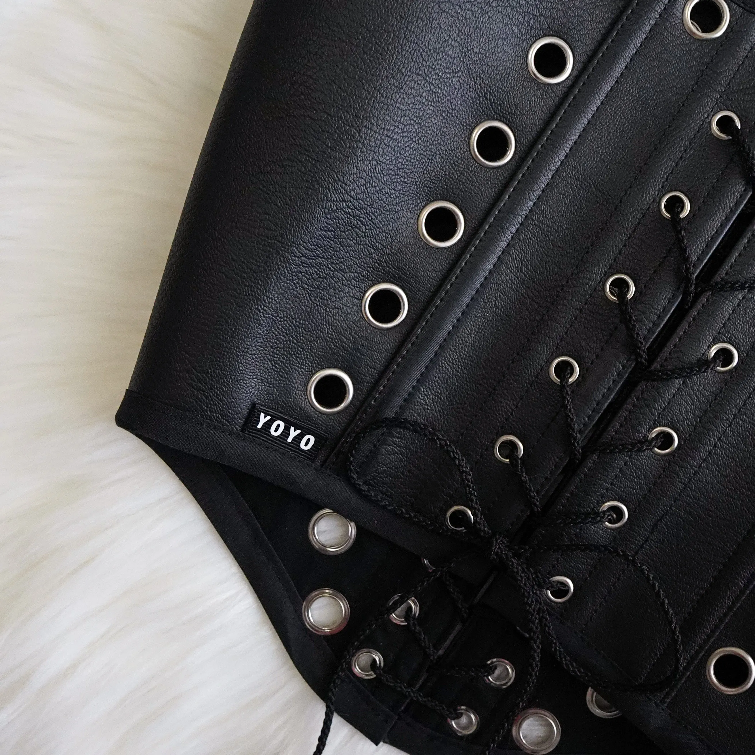 Faux Leather Strapless Corset