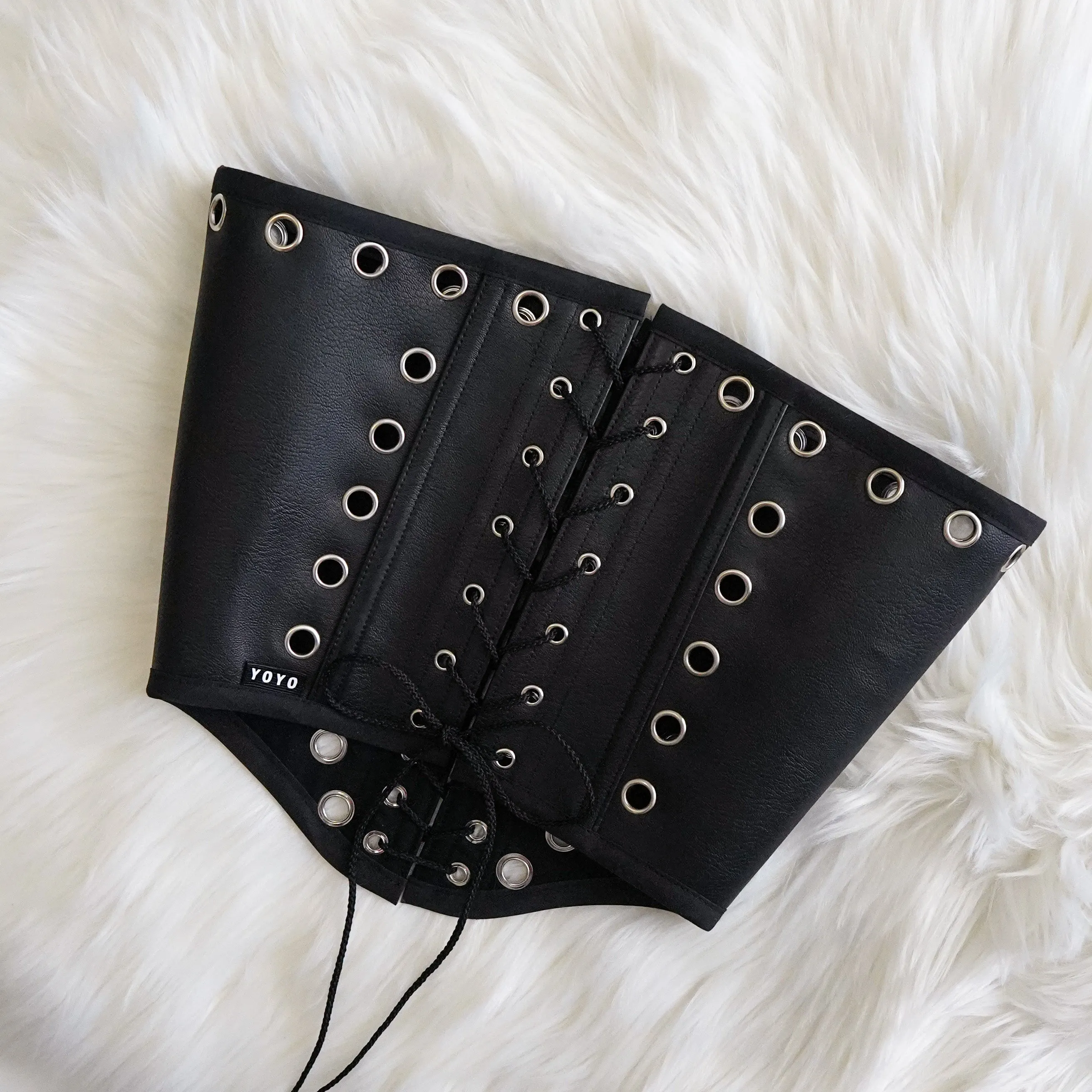 Faux Leather Strapless Corset