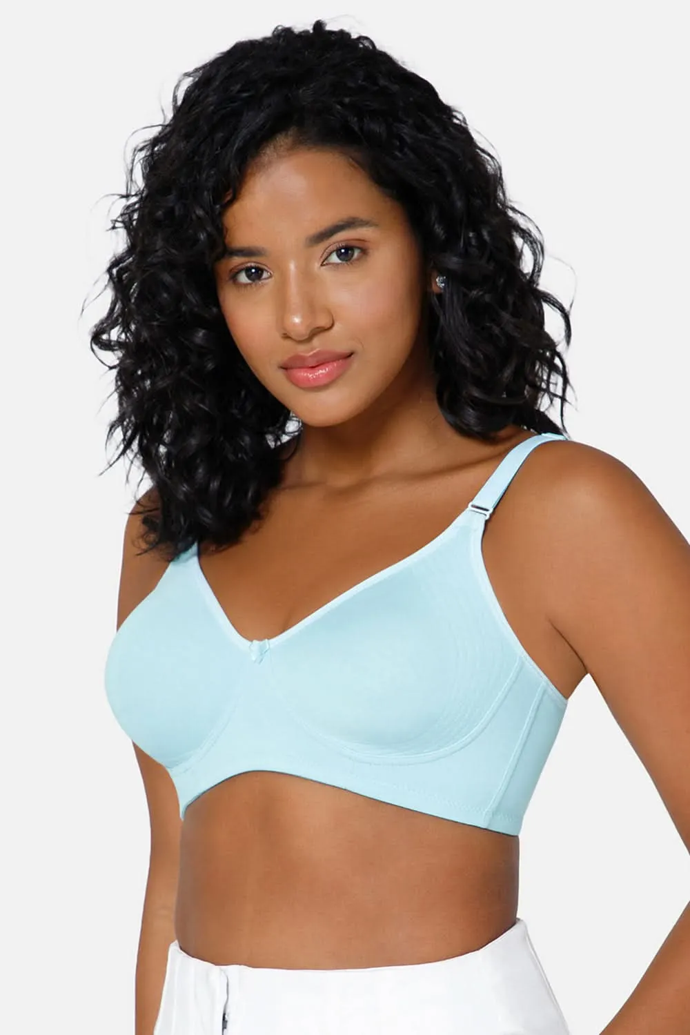 Full Coverage Non-Padded Non-Wired Intimacy T-Shirt Saree Bra - ES02 - Blue Tint