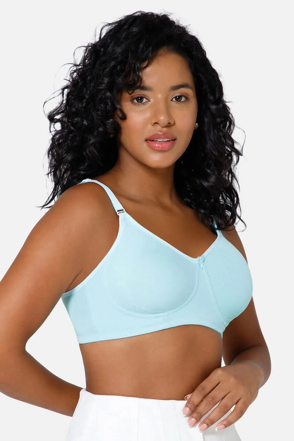 Full Coverage Non-Padded Non-Wired Intimacy T-Shirt Saree Bra - ES02 - Blue Tint