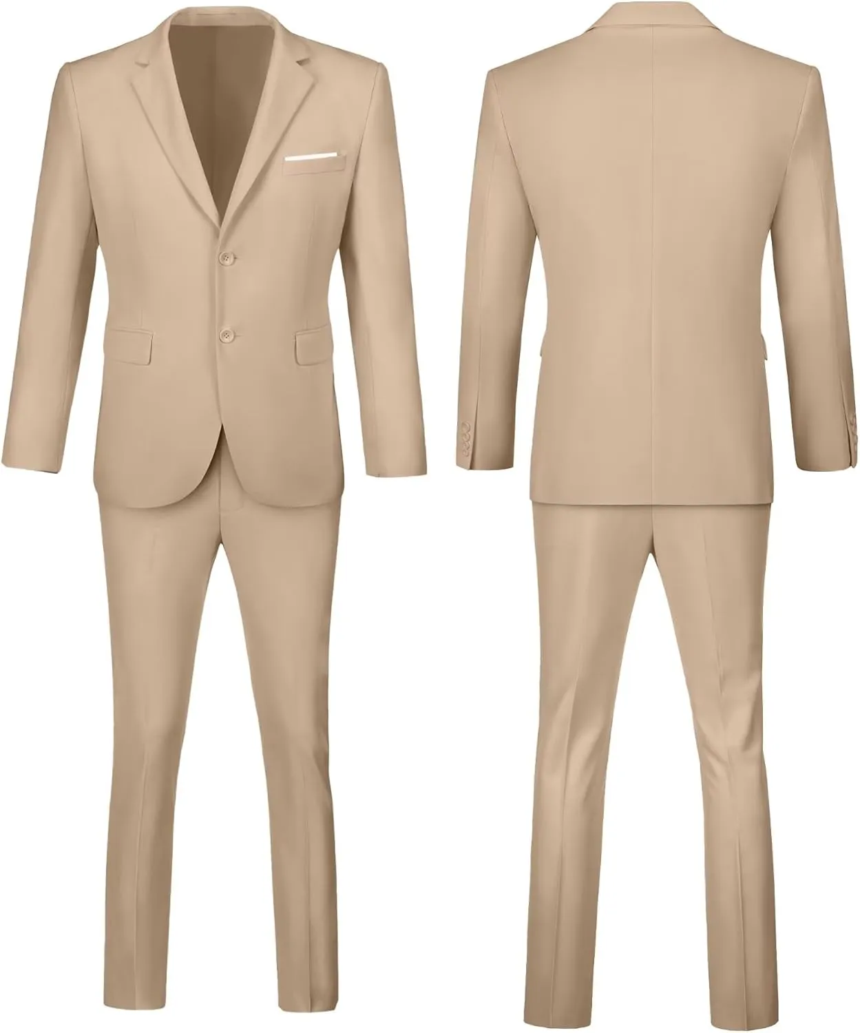 Fxzpiodi Mens Suit Slim Fit 2 Piece Suits,Two Button Solid Business Wedding Tuxedo Suit for Prom Suit Jacket and Pants