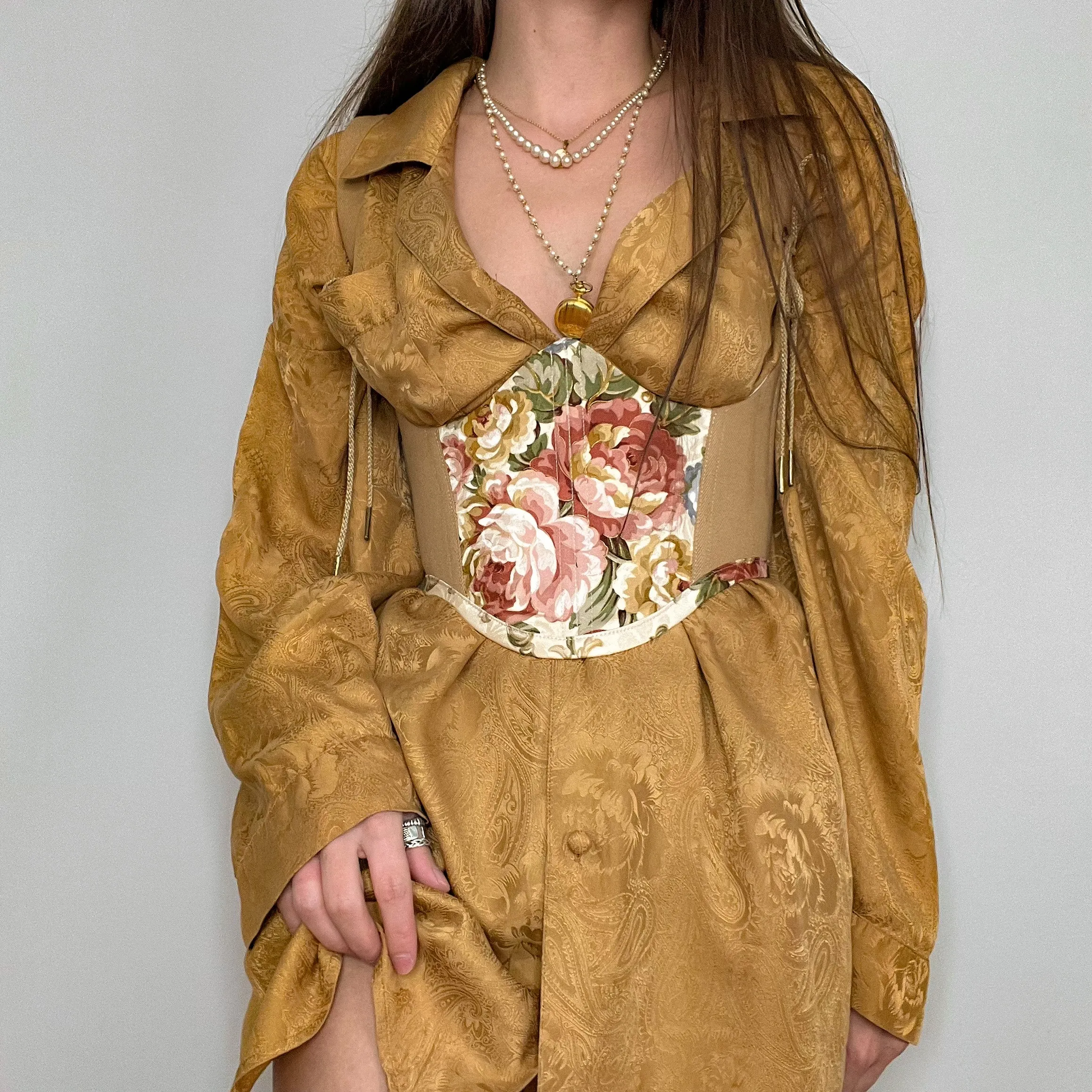 Golden Floral Underbust Corset