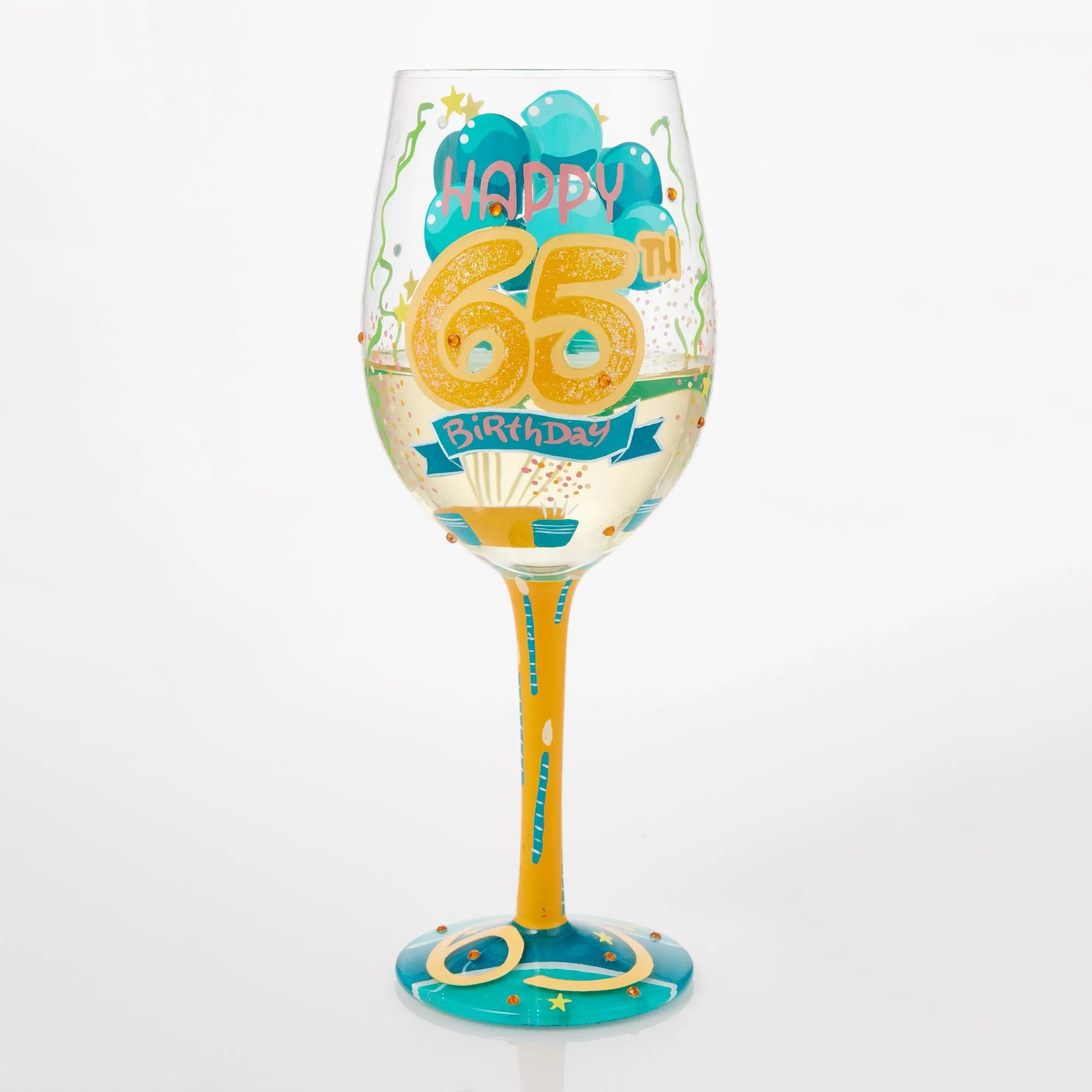 Happy 65th Wine Glass