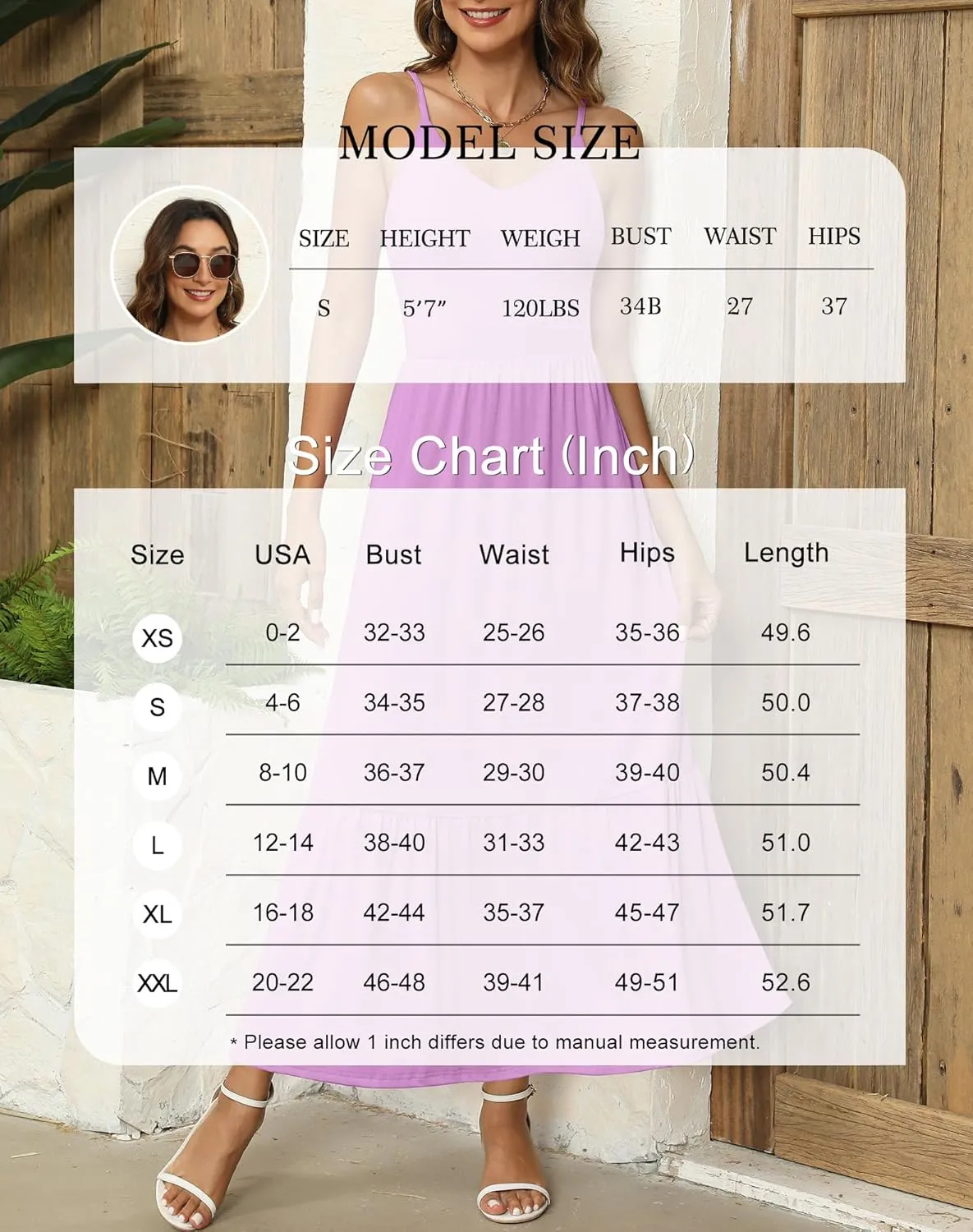 Kranda Women Summer Sleeveless Casual Long Maxi Vacation Beach Dresses V Neck Smocked Flowy Tiered Sundress with Pockets