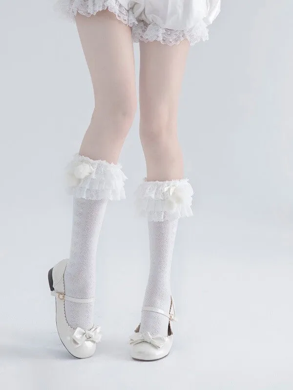 Lolita layered pompon stockings