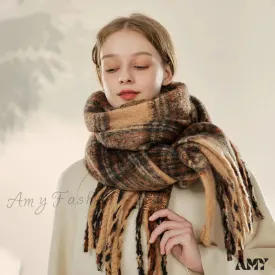 Luxury Plaid Cashmere Long Bandana Pashmina Scarf for Women