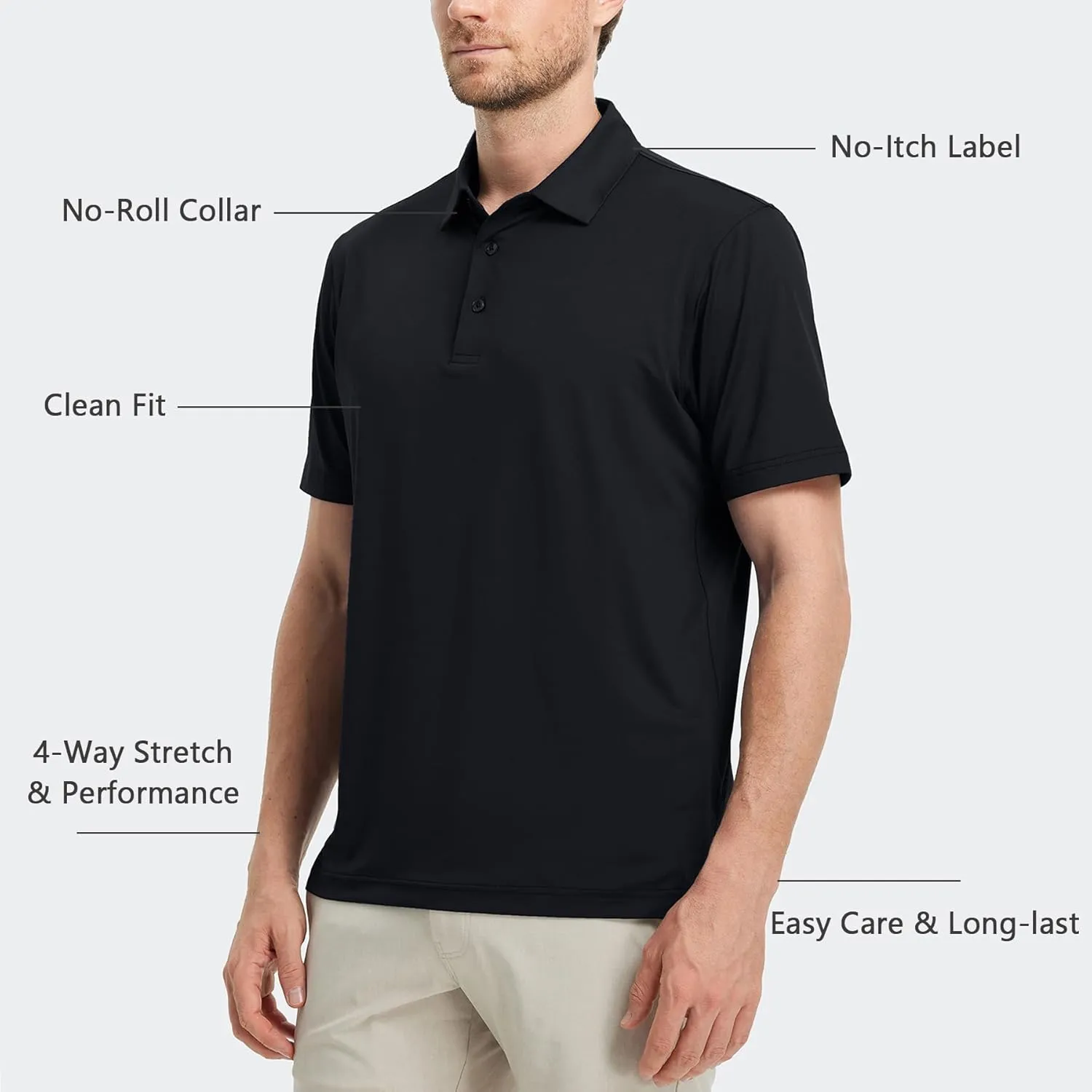 M MAELREG Golf Shirts for Men Dry Fit Moisture Wicking Performance Solid Collared Casual Mens Polo Shirts Short Sleeve