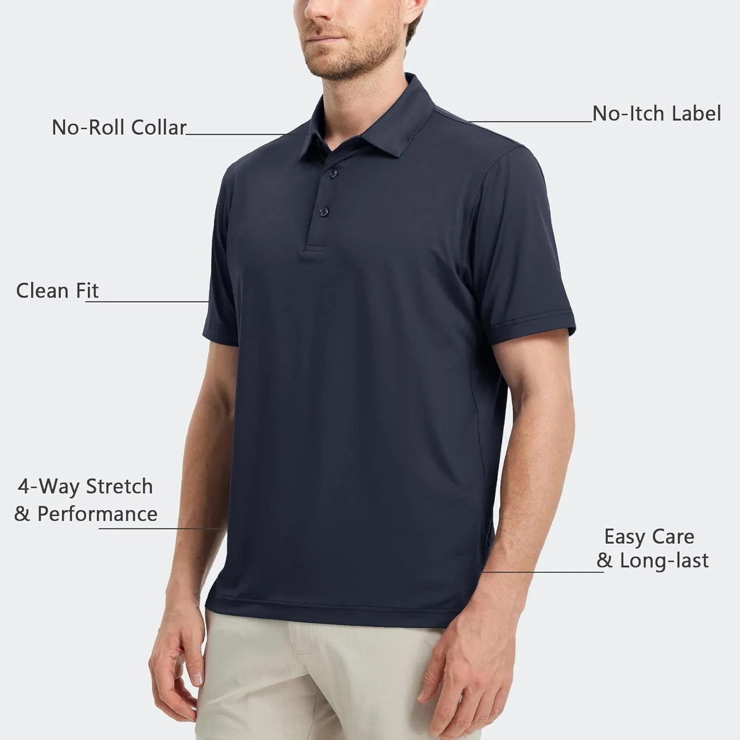 M MAELREG Golf Shirts for Men Dry Fit Moisture Wicking Performance Solid Collared Casual Mens Polo Shirts Short Sleeve