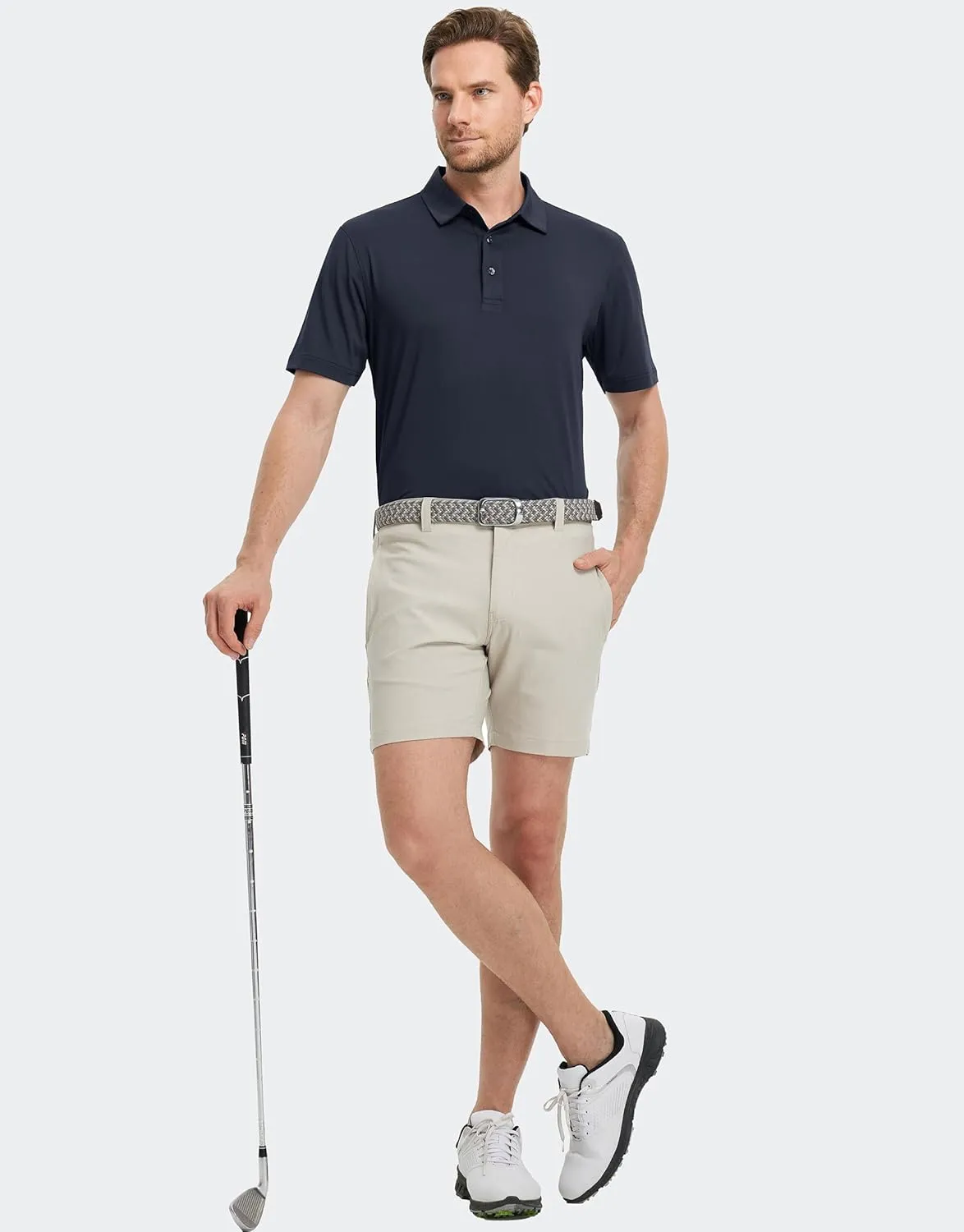 M MAELREG Golf Shirts for Men Dry Fit Moisture Wicking Performance Solid Collared Casual Mens Polo Shirts Short Sleeve