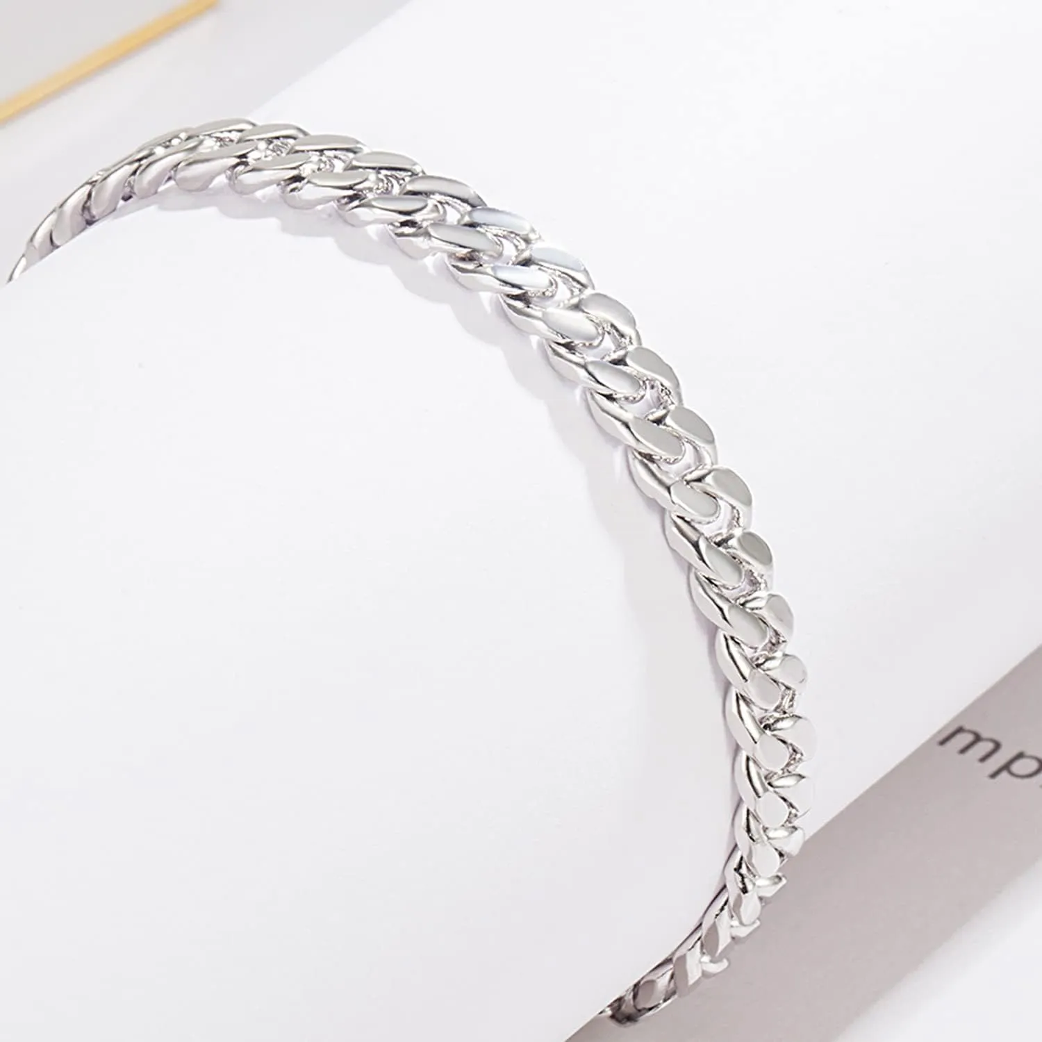 Men 925 Sterling Silver Cuban Chain Bracelet- Women Fashion Solid Silver 6MM 6.3 "6.7 "7 "7.5" 8 "8.5" 9" links Charm Cuff Jewelry Gift