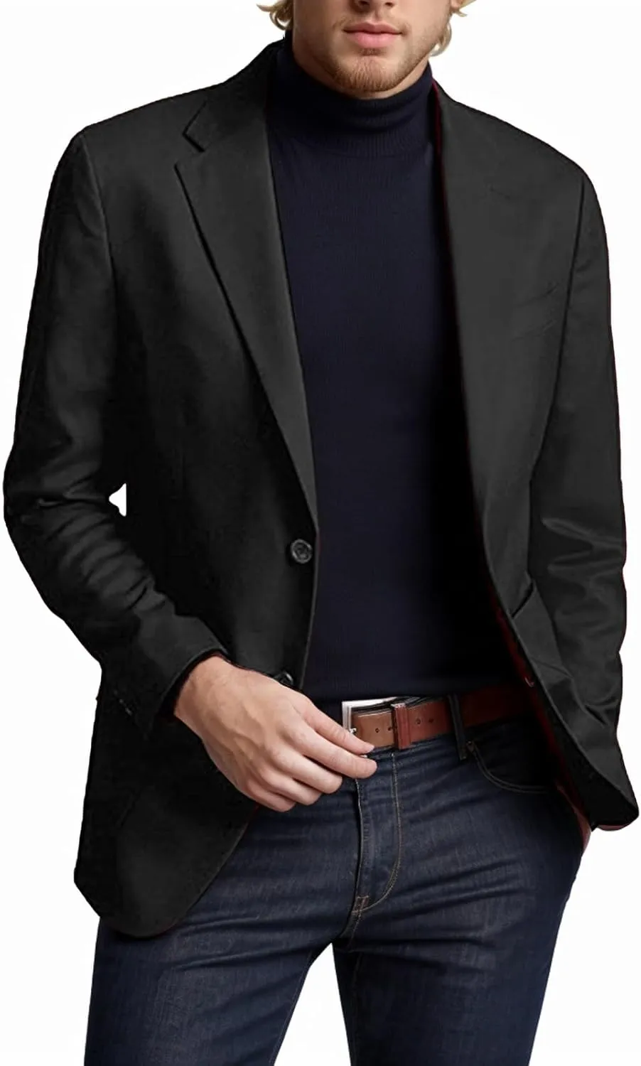 Mens Casual Knit Blazer Suit Jackets Two Button Lightweight Sport Coats Business Suit Jacket for Men