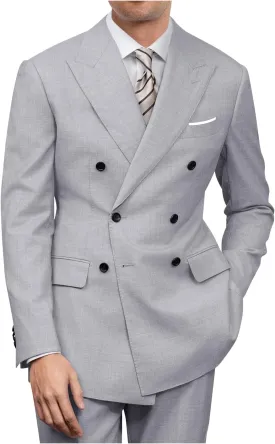 Mens Double Breasted Suit Slim Fit Solid Suit Jacket and Dress Pants 2 Piece Set Prom Wedding Suits for Men