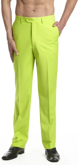 Mens Dress Pant Trousers Flat Front Solid Mix Multi Color Design
