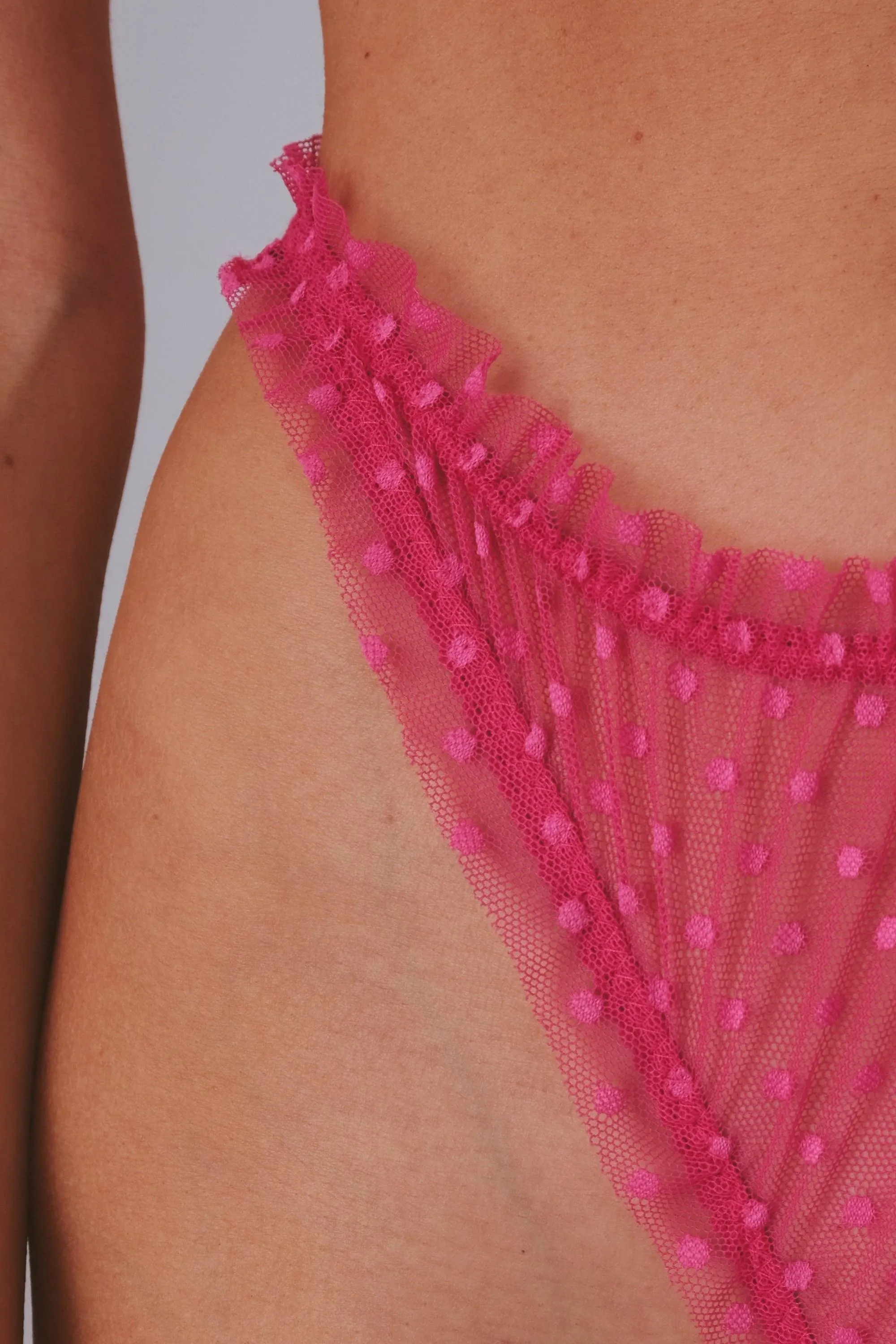 Mimi Fuchsia dots high waisted thongs