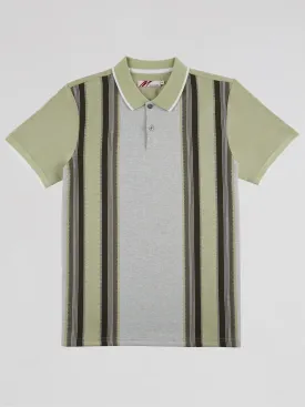 Mish Mash Badger Pannelled Polo Shirt - Desert Sage