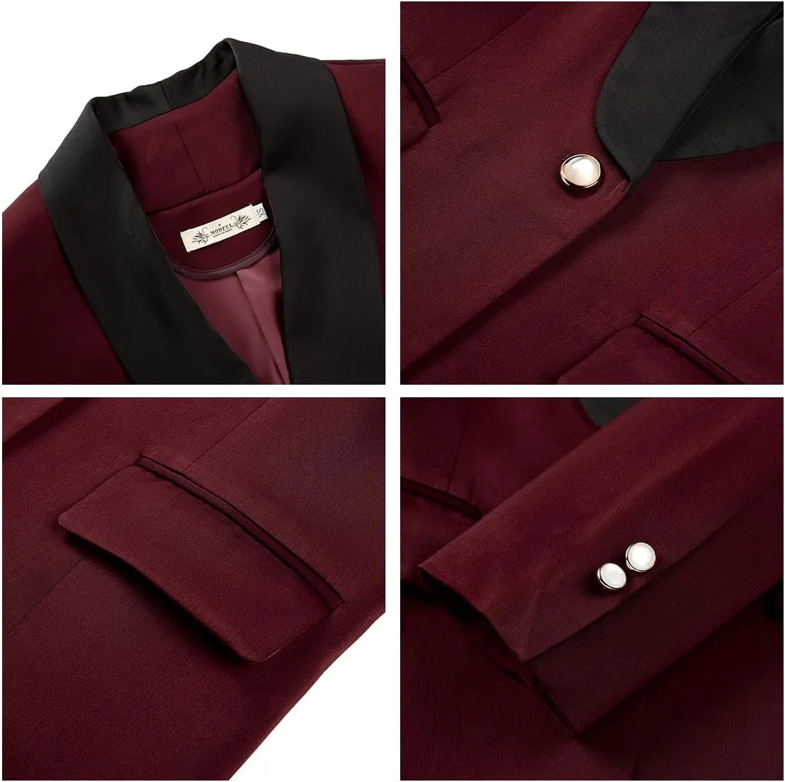 MODFUL Women's 2 Piece Business Suit Set One Button Solid Color Blazer Trouser Suit