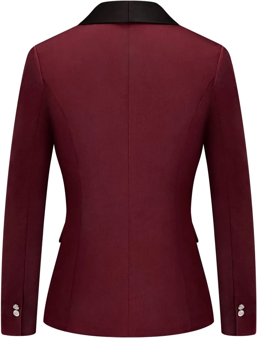 MODFUL Women's 2 Piece Business Suit Set One Button Solid Color Blazer Trouser Suit