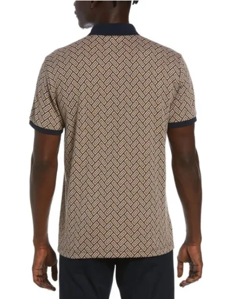 Original Penguin Geo Print Polo Shirt - Desert Sun