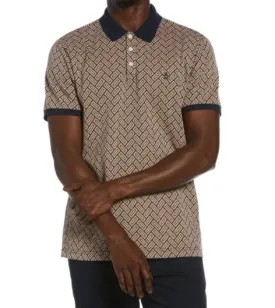 Original Penguin Geo Print Polo Shirt - Desert Sun