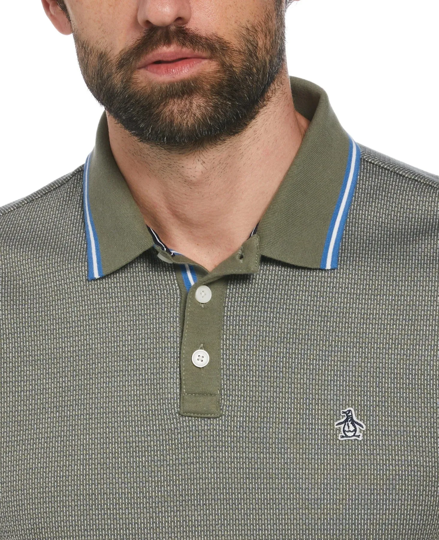 Original Penguin Jacquard Polo Shirt - Dusty Olive