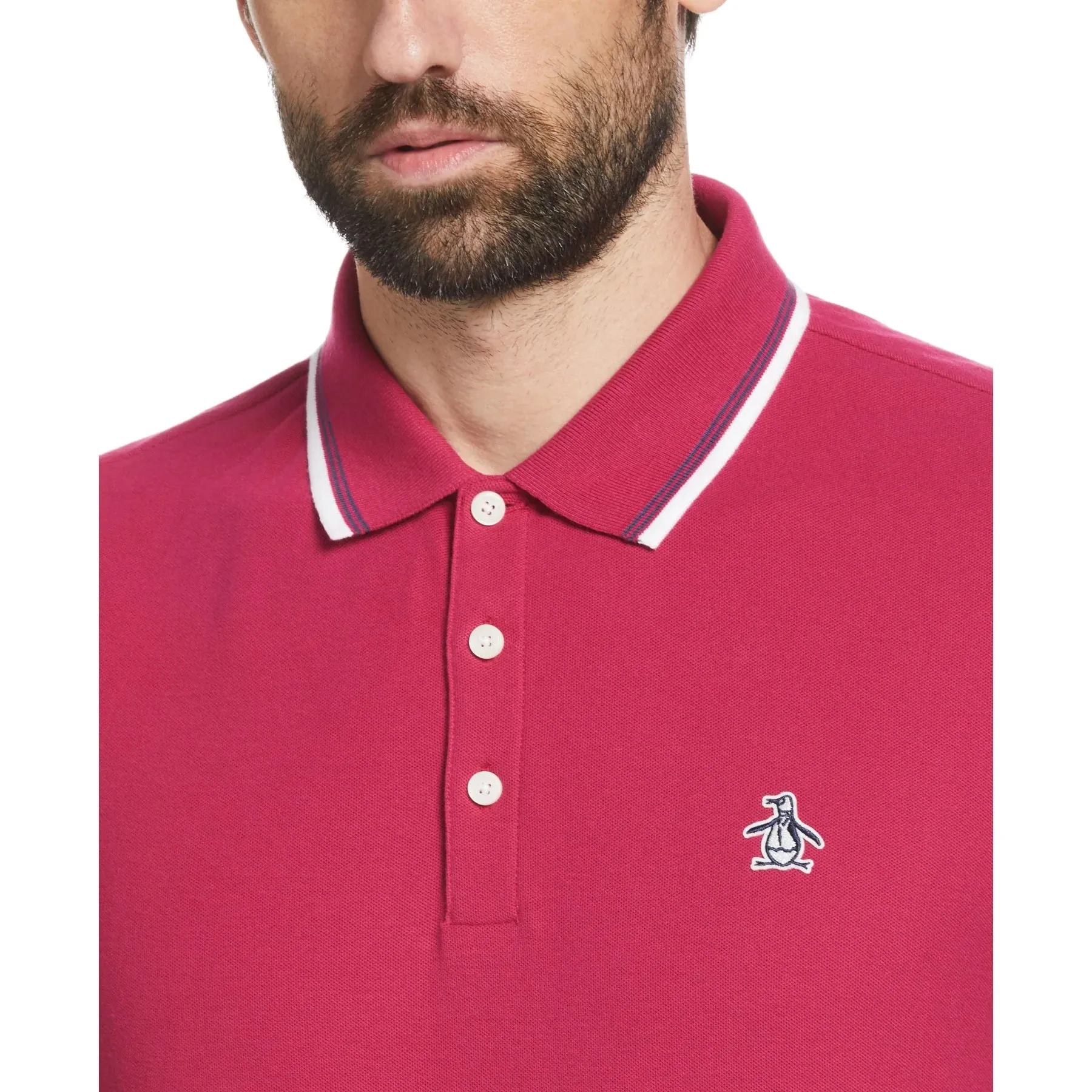 Original Penguin Tipped Sticker Pete Polo Shirt - Sangria