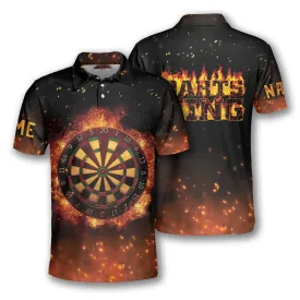 Personalized Name Darts King Fire Polo Shirt, Cool Dart Sport Shirt, Shirt for Man